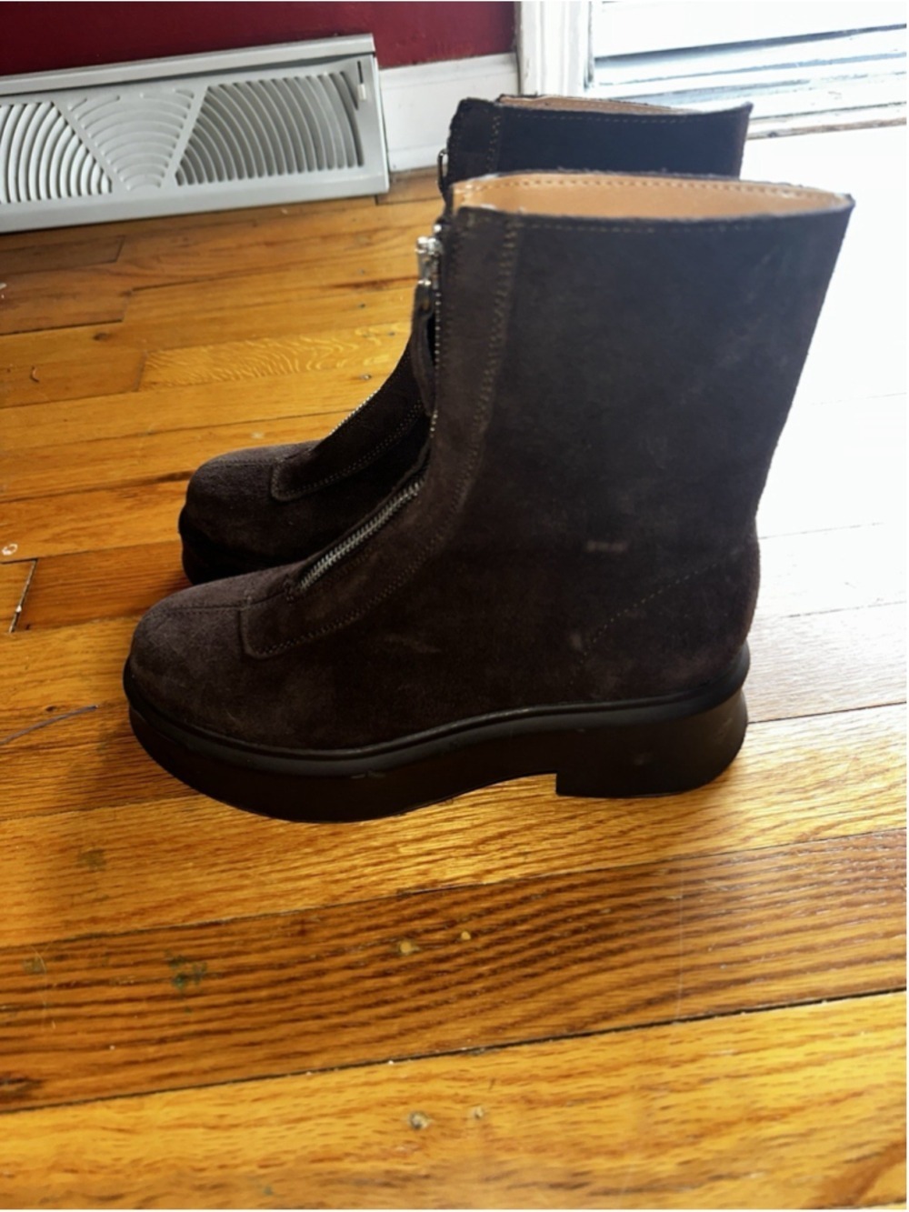 Steve Madden Women's Jones Ankle Boots Brown Suede, Lug Zip Moto Size 6.5 - Picture 9 of 14